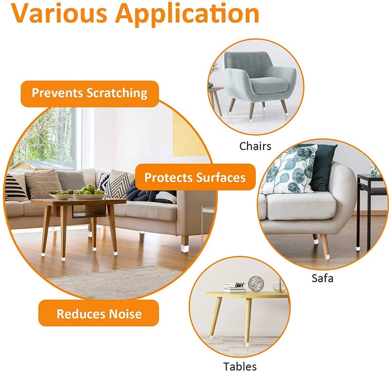 Noise free Transparent Chair Leg Floor Protectors