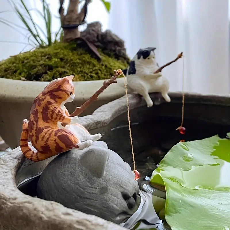 Cute Fishing Kitty Car Decor